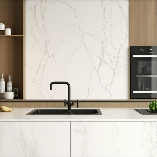 Luxurious Smart Kitchen with Custom Details Elegant modern kitchen featuring smart appliances and artisanal hardware