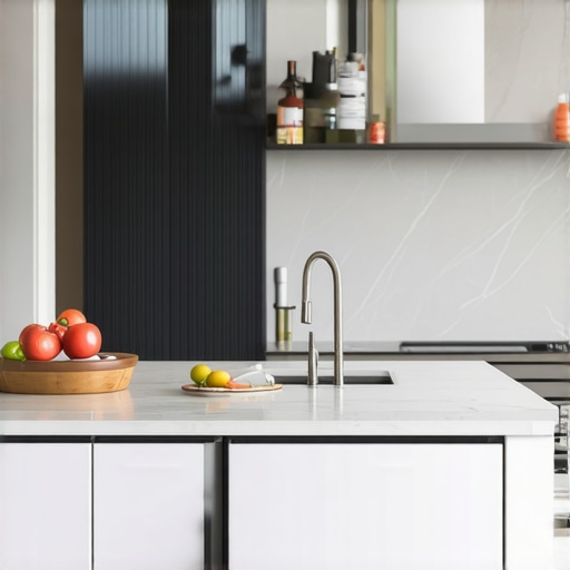 Luxurious modern kitchen with premium appliances A stylish modern kitchen featuring luxury appliances and elegant decor