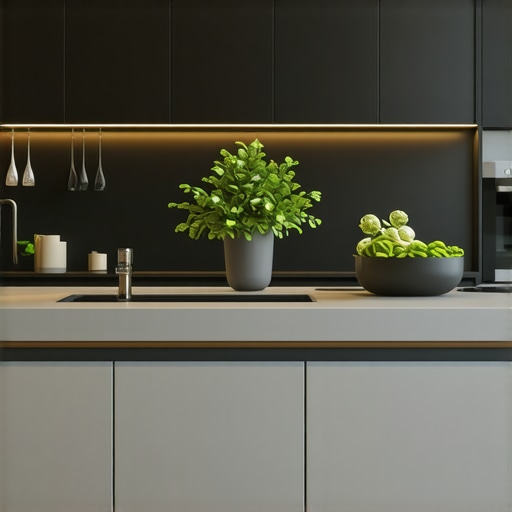 Contemporary luxury kitchen featuring sustainable materials and integrated smart appliances