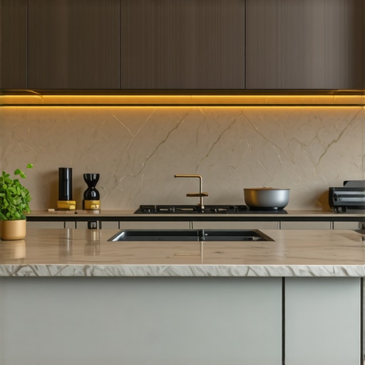 Luxury Kitchen with Premium Appliances Stylish luxury kitchen featuring high-end cookware and appliances, modern design