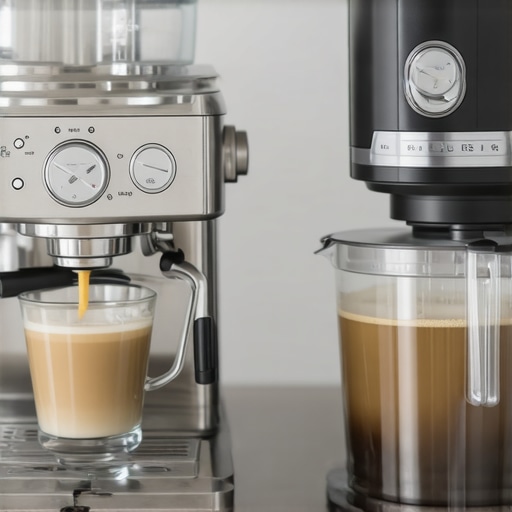 A clean and organized espresso machine and stand mixer showcasing proper maintenance