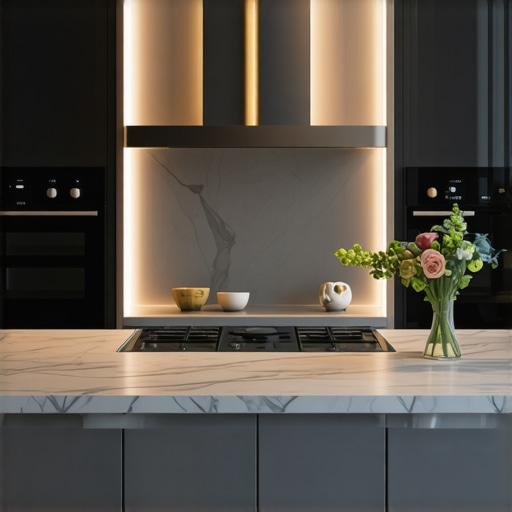 Personalized Luxury Kitchen with Smart Appliances Elegant high-end kitchen featuring customizable appliances and smart tech integration.