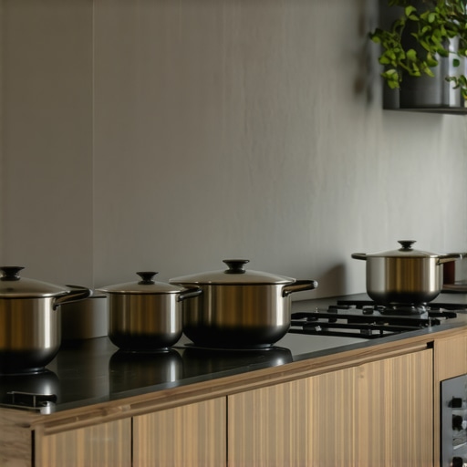 Luxury Kitchen with Premium Equipment Elegant kitchen featuring high-end cookware and appliances