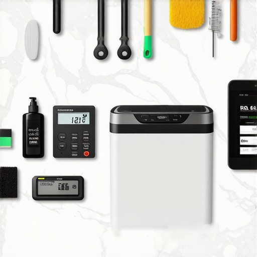 Luxury Kitchen Equipment Maintenance Tools A neatly arranged collection of tools for maintaining premium kitchen appliances like espresso machines and stand mixers.