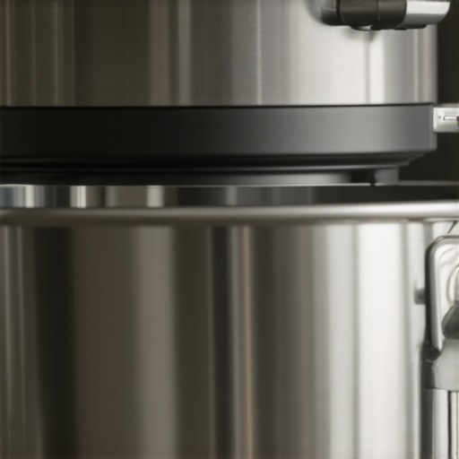 Close-up of a premium stand mixer blending dough in a high-end kitchen.