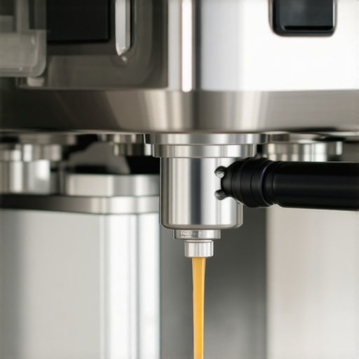 A person descaling a premium espresso machine in an elegant kitchen