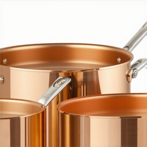 Close-up of durable copper cookware highlighting reinforced thick base and seamless manufacturing.