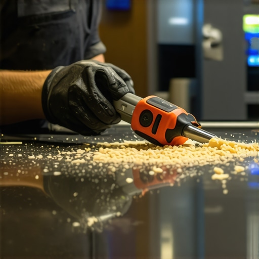 Technician inspecting and maintaining high-end kitchen appliances with tools in a modern kitchen