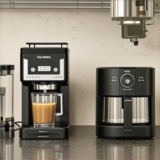 Elegant kitchen showcasing premium espresso machine, stand mixer, and air fryer.
