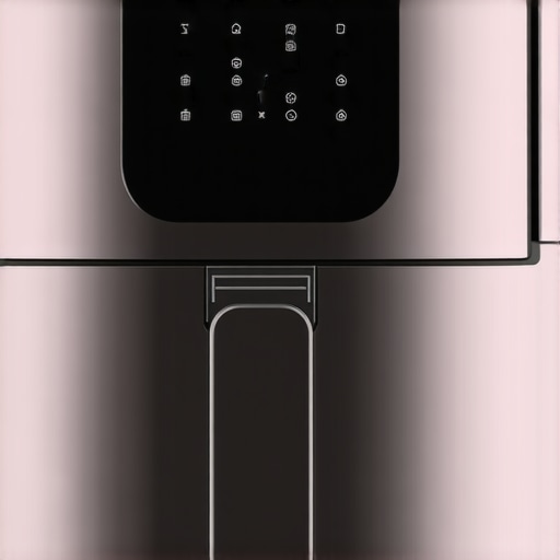 Luxurious air fryer with sleek stainless steel exterior and advanced touch controls.