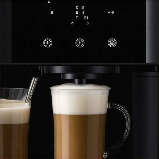 A sleek, modern espresso machine with digital interface and compact size