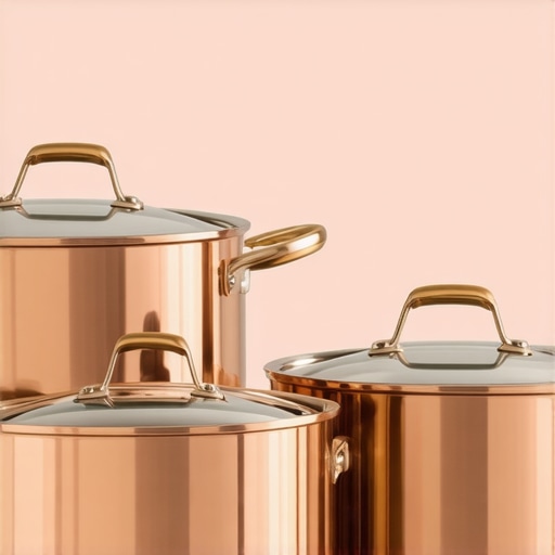 Premium copper-core cookware set with polished exterior and stainless steel interior.