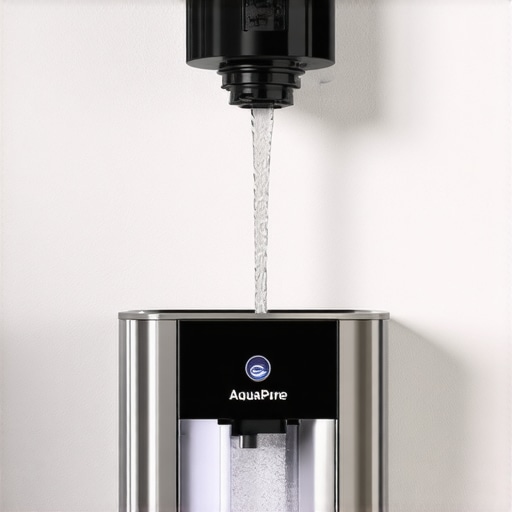 AquaPure water softener installed in a kitchen, demonstrating its compact size and clean setup.