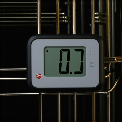 Digital oven thermometer with probe inside an oven
