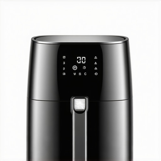 Premium stainless steel air fryer with digital controls and large capacity.