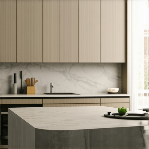 Modern kitchen with an efficient work triangle and measurement tools