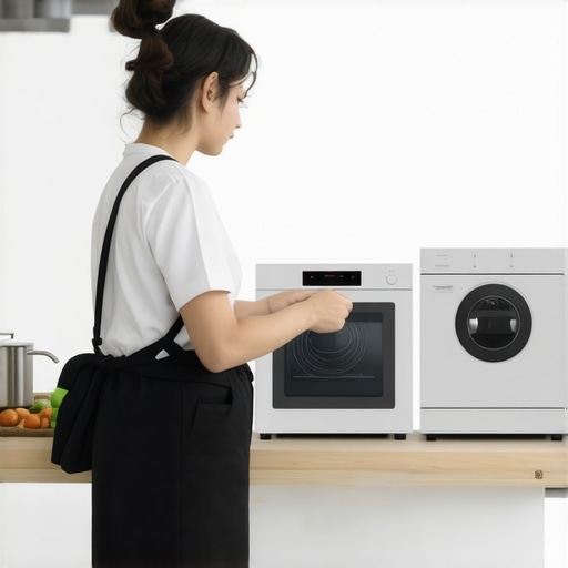 A person analyzing various kitchen appliances with focus on performance and build quality.