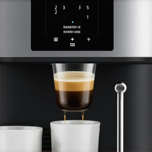 Front view of Jura Giga 6 with coffee cups on a modern kitchen counter.