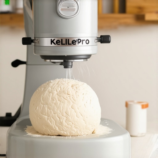 Sturdy commercial-grade KellerPro mixer handling dense bread dough in a modern kitchen.