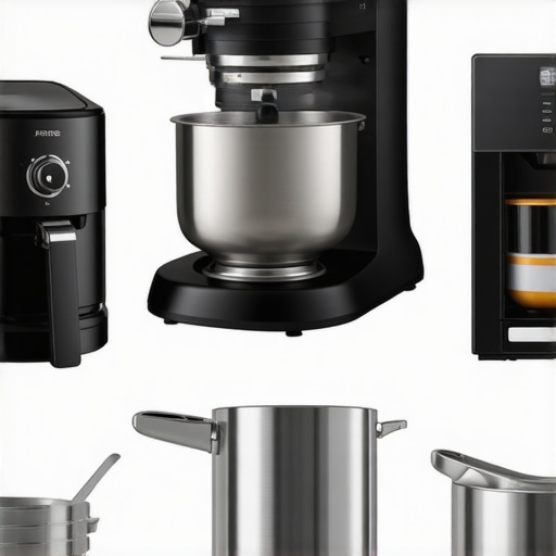 A stylish arrangement of premium kitchen appliances on a sleek countertop.