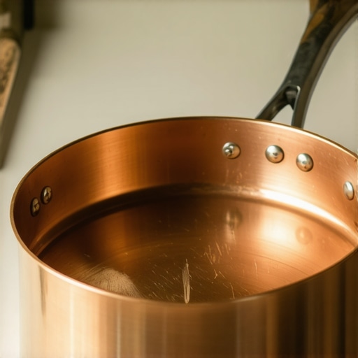 Copper fry pan with ergonomic handle and polished finish