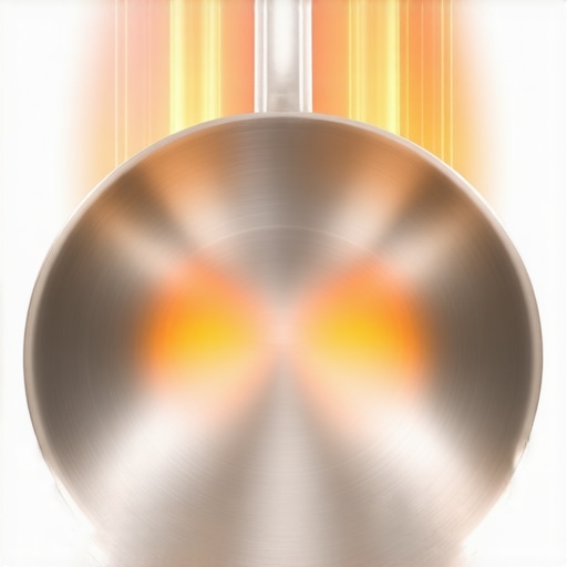 Close-up of high-quality stainless steel cookware showcasing even heat distribution during cooking