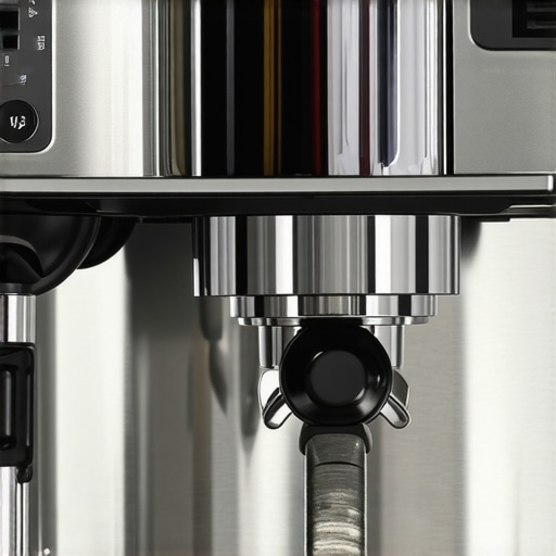 Close-up view of Renaissance Elite home espresso machine showing digital controls and pressure gauge.