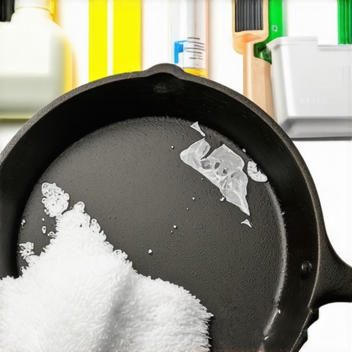 Close-up of cast iron skillet restoration process