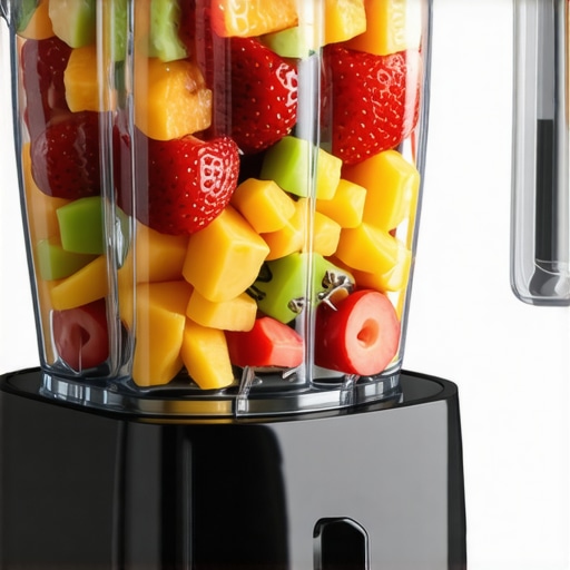Vitamix E310 blending a colorful smoothie in a modern kitchen