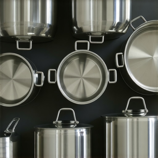 All-Clad Master Chef II Cookware Set Stainless steel cookware set with polished finish and ergonomic handles.