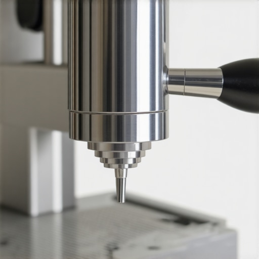 Professional espresso distribution tool with adjustable collar and sturdy construction.