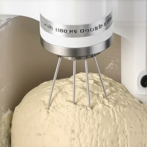 Bosch Universal Plus Dough Hook in use Bosch Universal Plus Dough Hook handling heavy sourdough dough in a stand mixer.