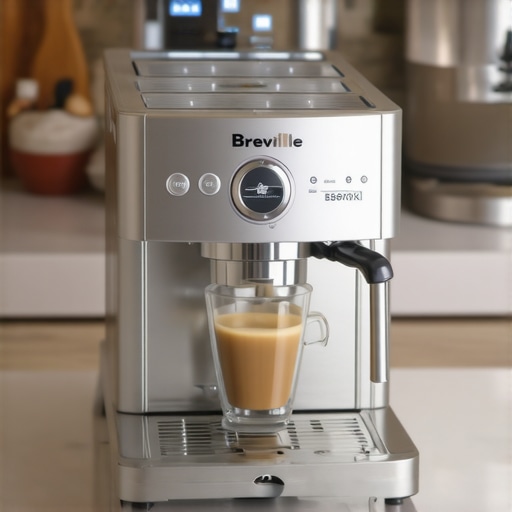 Breville BES870XL espresso machine in a modern kitchen setting