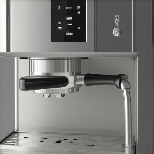 A high-end espresso machine with grinder and digital display