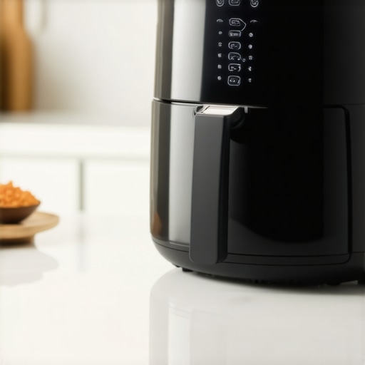 Modern kitchen with ChefPro Ultra-Fast Air Fryer with digital display.