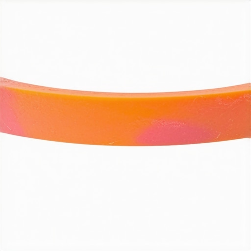 Close-up of colorful silicone grip tape wrapped around a ceramic bowl rim for slip resistance.