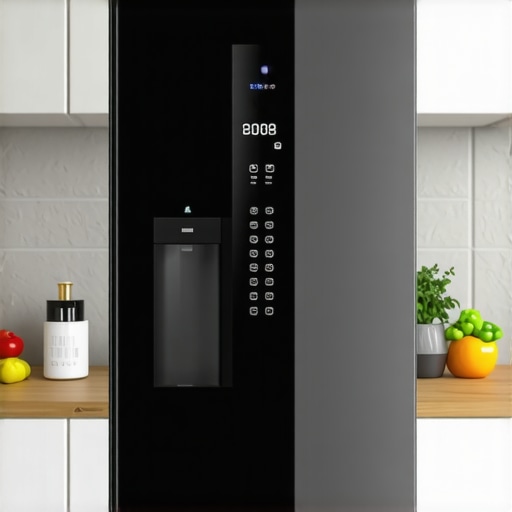 Smart refrigerator with touchscreen in a family kitchen