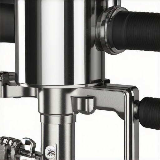 Close-up of a stainless steel solenoid valve for espresso machines.