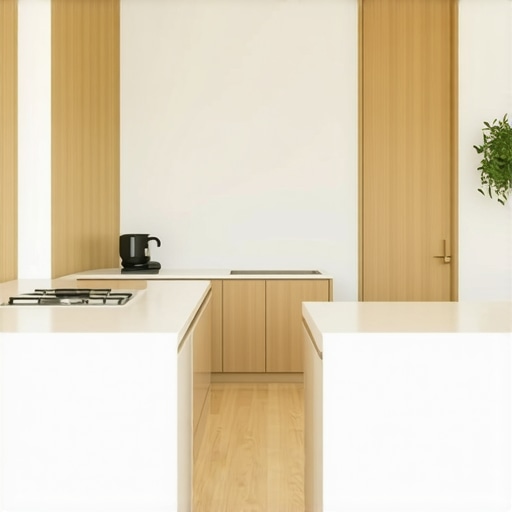 Modern U-shaped kitchen with optimal workspace and storage.