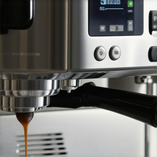 Electric tamping machine with digital controls attached to espresso equipment.