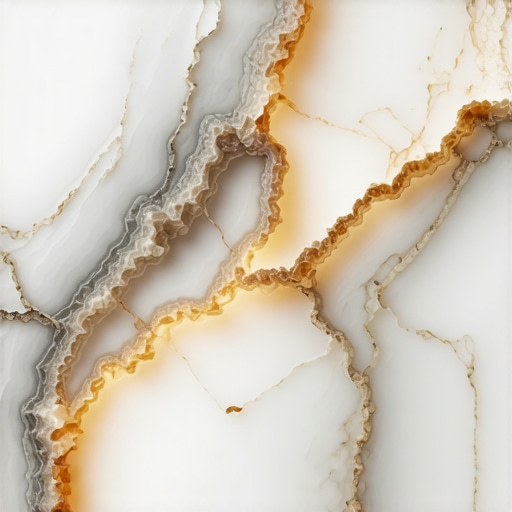 Close-up of a luxurious quartzite kitchen countertop with intricate natural patterns.