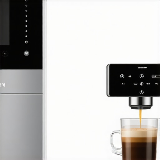 Modern silver coffee maker with digital controls and professional build