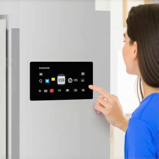 Smart refrigerator with touchscreen in family kitchen