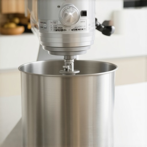 Close-up of KitchenAid Artisan stand mixer with dough attachment