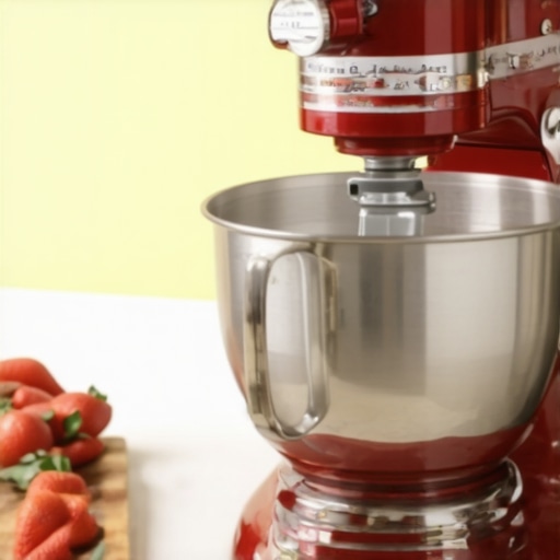 A durable KitchenAid Artisan Stand Mixer on a kitchen counter, emphasizing its stability.