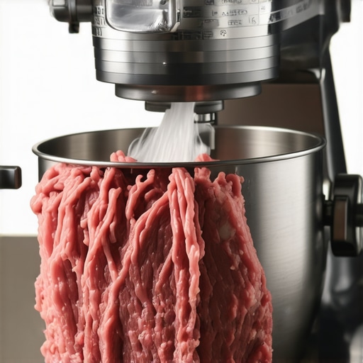 KitchenAid stand mixer shredding cooked meat with attachment