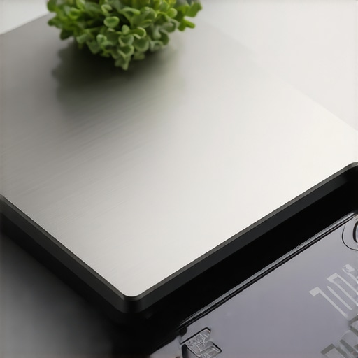 Stainless steel LuxeWeigh Pro Series precision scale on countertop in modern kitchen