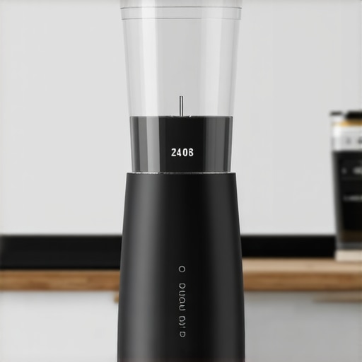 A contemporary coffee grinder designed to reduce static in a stylish kitchen environment.