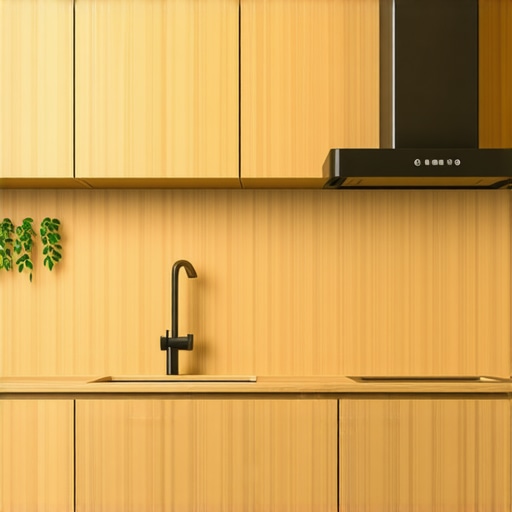 Contemporary kitchen featuring veneer particle board cabinets with a minimalist design.