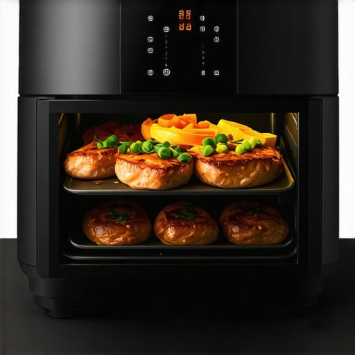 Large capacity Ninja Foodi Max Pro Air Fryer with various cooked foods in a modern kitchen.